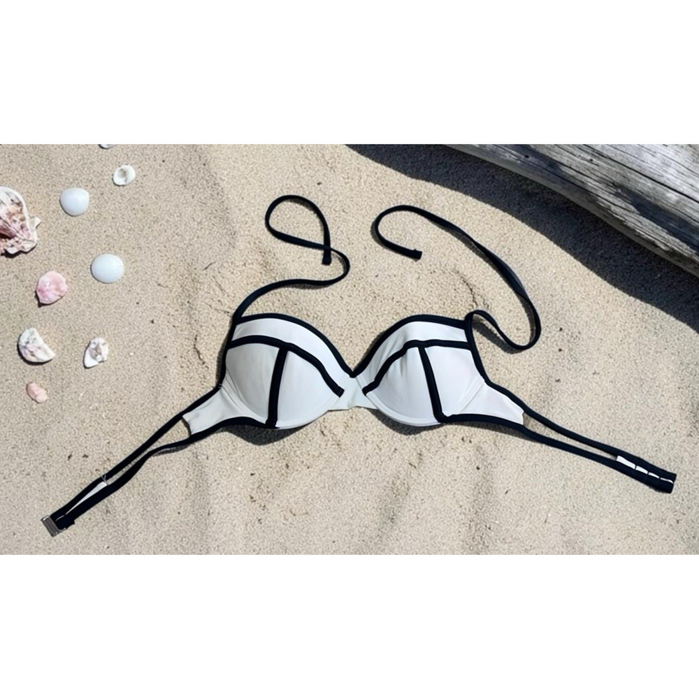 Xhilaration Bikini Top Sz Small Black White Underwire Padded Swimwear - Picture 5 of 6